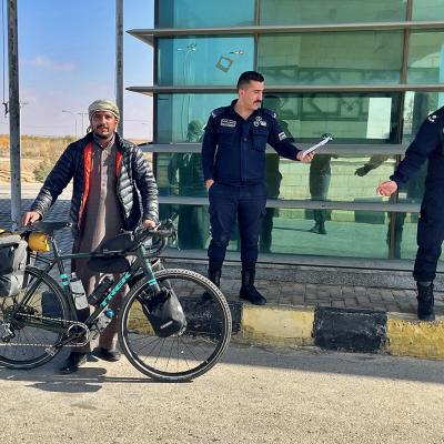 Passage de la frontière entre la Jordanie et l'Arabie